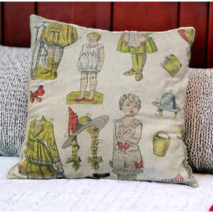 Kelly O Neal Victorian Paper Dolls Decorative Accent Throw Pillow 24” X 24” EUC
